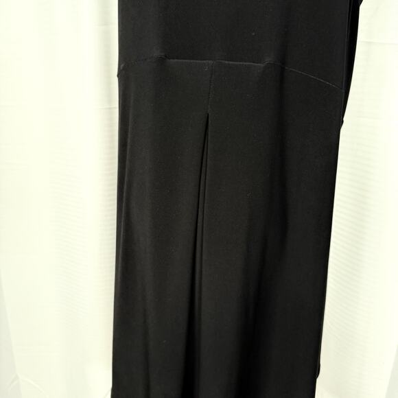 Sympli Black Fluid Jersey Knit Collared Long A-Line Tunic Top Sleeveless Size 10 - Picture 6 of 10